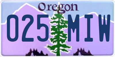 OR license plate 025MIW