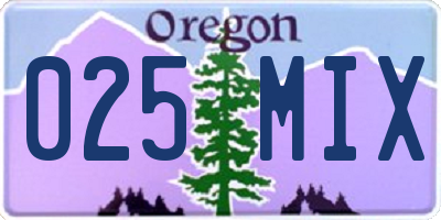 OR license plate 025MIX