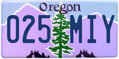 OR license plate 025MIY
