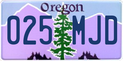 OR license plate 025MJD