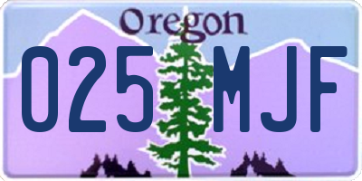 OR license plate 025MJF