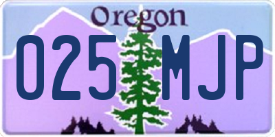 OR license plate 025MJP
