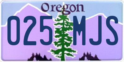 OR license plate 025MJS