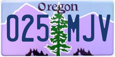 OR license plate 025MJV