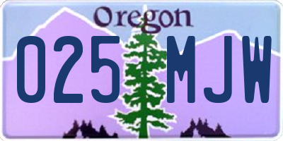 OR license plate 025MJW