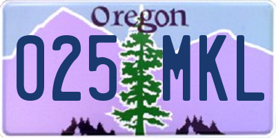 OR license plate 025MKL