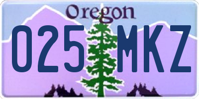 OR license plate 025MKZ