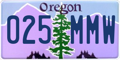 OR license plate 025MMW