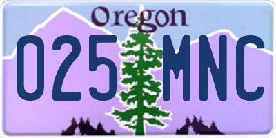 OR license plate 025MNC