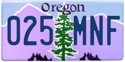 OR license plate 025MNF
