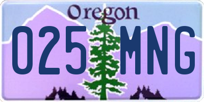 OR license plate 025MNG