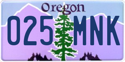 OR license plate 025MNK