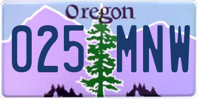 OR license plate 025MNW
