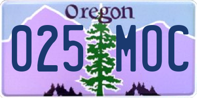 OR license plate 025MOC