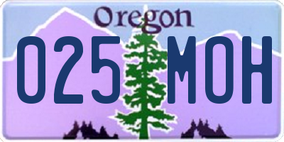 OR license plate 025MOH