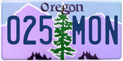 OR license plate 025MON