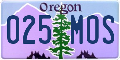 OR license plate 025MOS