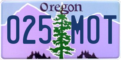 OR license plate 025MOT