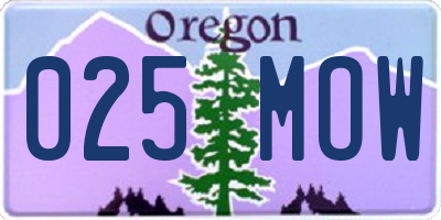 OR license plate 025MOW