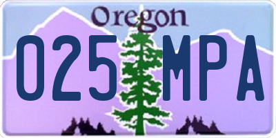 OR license plate 025MPA