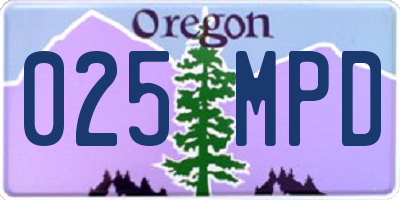 OR license plate 025MPD
