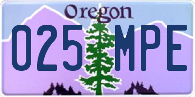 OR license plate 025MPE