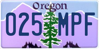 OR license plate 025MPF