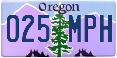 OR license plate 025MPH