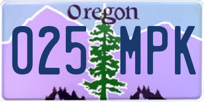 OR license plate 025MPK