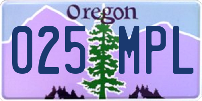 OR license plate 025MPL