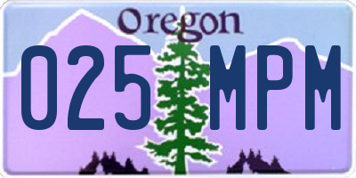 OR license plate 025MPM