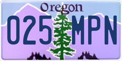 OR license plate 025MPN