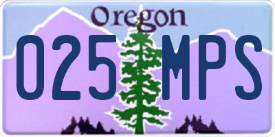 OR license plate 025MPS