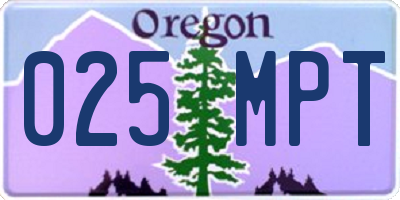 OR license plate 025MPT