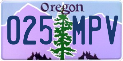 OR license plate 025MPV