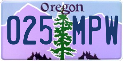 OR license plate 025MPW