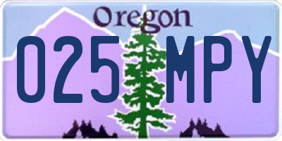 OR license plate 025MPY