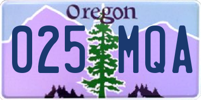OR license plate 025MQA