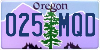 OR license plate 025MQD