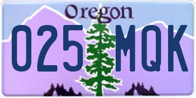 OR license plate 025MQK