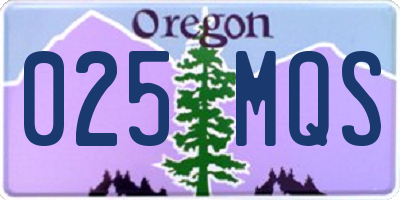 OR license plate 025MQS