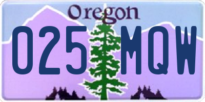 OR license plate 025MQW