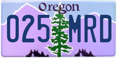 OR license plate 025MRD