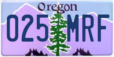 OR license plate 025MRF