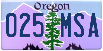OR license plate 025MSA