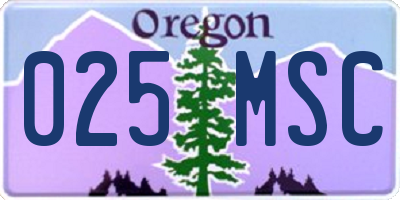 OR license plate 025MSC