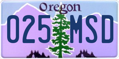 OR license plate 025MSD