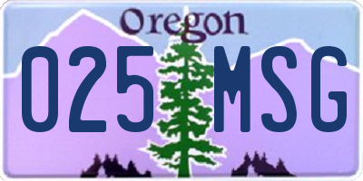 OR license plate 025MSG