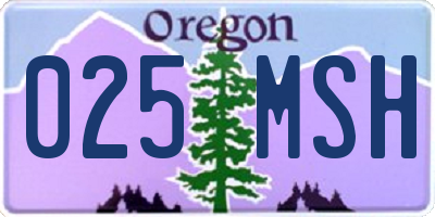 OR license plate 025MSH