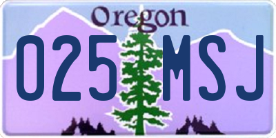 OR license plate 025MSJ